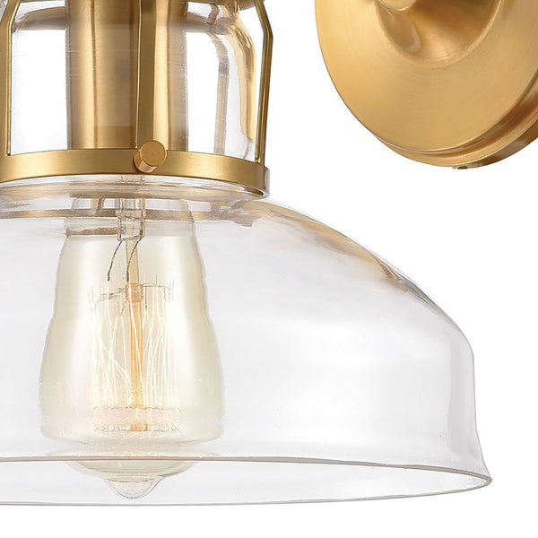 Atlas Manhattan Boutique 12'' High 1-Light Wall Sconce - Elegant Clear Glass Shade for Modern Spaces Brushed Brass WL11105-BS