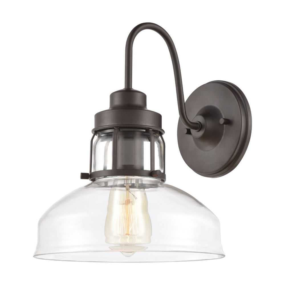 Atlas Manhattan Boutique 12'' High 1-Light Wall Sconce - Elegant Clear Glass Shade for Modern Spaces Oil Rubbed Bronze WL11105-BZ