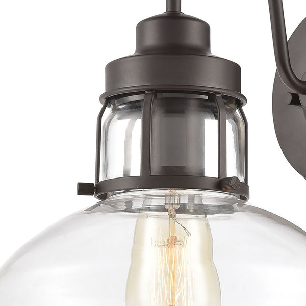 Atlas Manhattan Boutique 12'' High 1-Light Wall Sconce - Elegant Clear Glass Shade for Modern Spaces Oil Rubbed Bronze WL11105-BZ