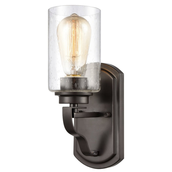 Atlas Market Square 12'' High 1-Light Sconce – Timeless Elegance with Seeded Glass for Warm Illumination Oil Rubbed Bronze WL11106-BZ
