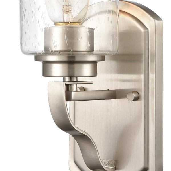 Atlas Market Square 12'' High 1-Light Sconce – Timeless Elegance with Seeded Glass for Warm Illumination Brushed Nickel WL11106-NK