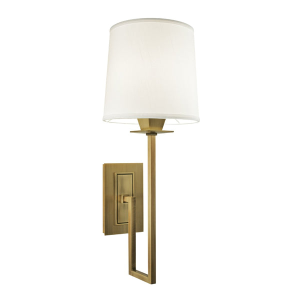 Atlas Maya 19.25" High 1-Light Wall Sconce in Aged Brass - Elegant Fabric Shade for Cozy Illumination WL11108-BS
