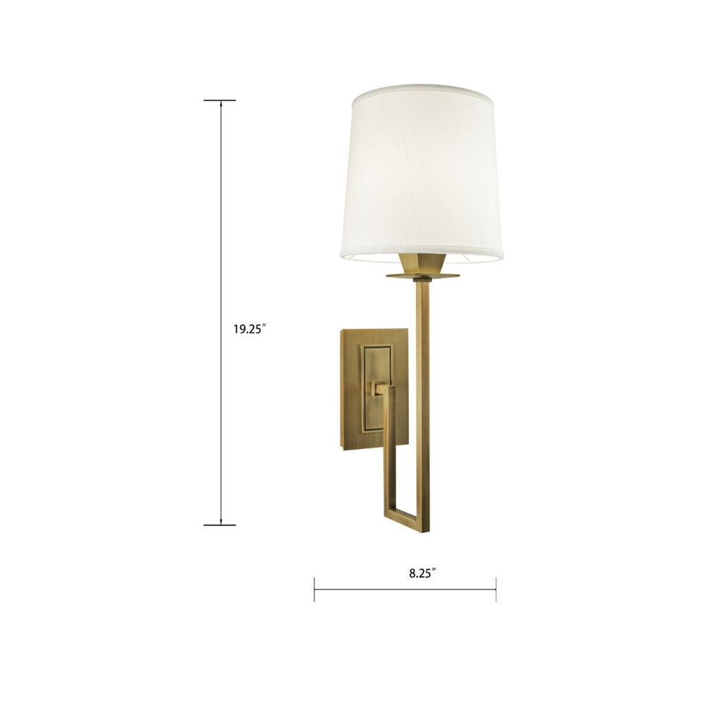 Atlas Maya 19.25" High 1-Light Wall Sconce in Aged Brass - Elegant Fabric Shade for Cozy Illumination WL11108-BS