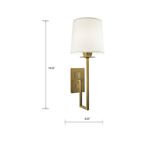 Atlas Maya 19.25" High 1-Light Wall Sconce in Aged Brass - Elegant Fabric Shade for Cozy Illumination WL11108-BS