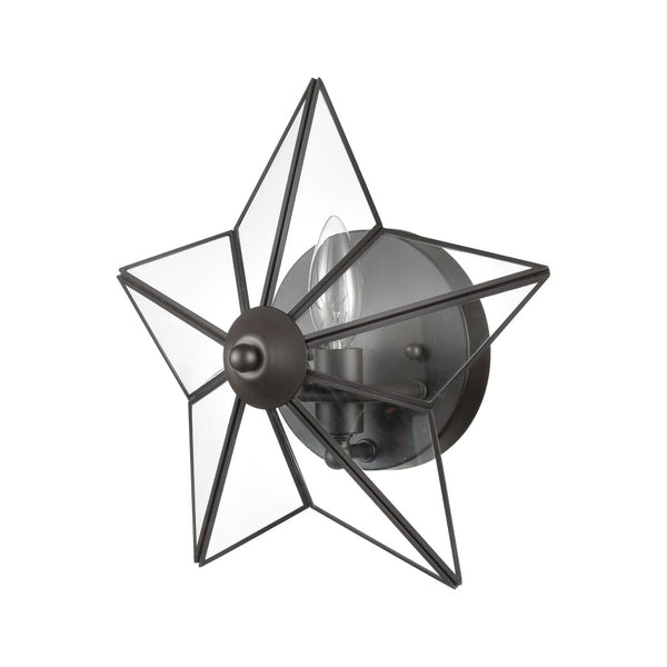 Atlas Moravian Star 12'' High 1-Light Wall Sconce – Elegant Oil Rubbed Bronze Fixture for Warm Ambiance WL11117-BZ1