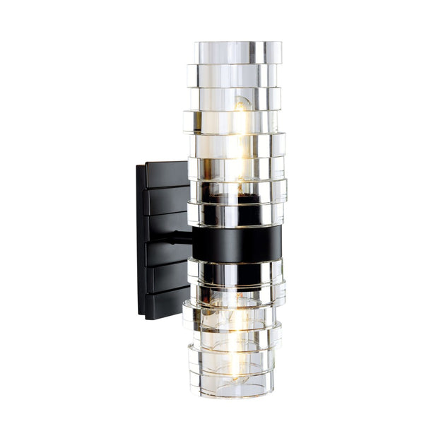 Atlas Murano 13.5'' High 2-Light Sconce - Modern Glass Design for Stylish Indoor Illumination & Ambiance Matte Black WL11118-BK