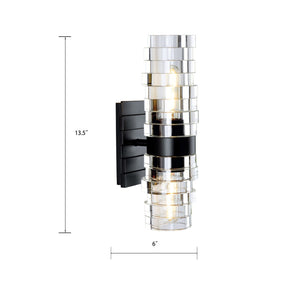 Atlas Murano 13.5'' High 2-Light Sconce - Modern Glass Design for Stylish Indoor Illumination & Ambiance Matte Black WL11118-BK