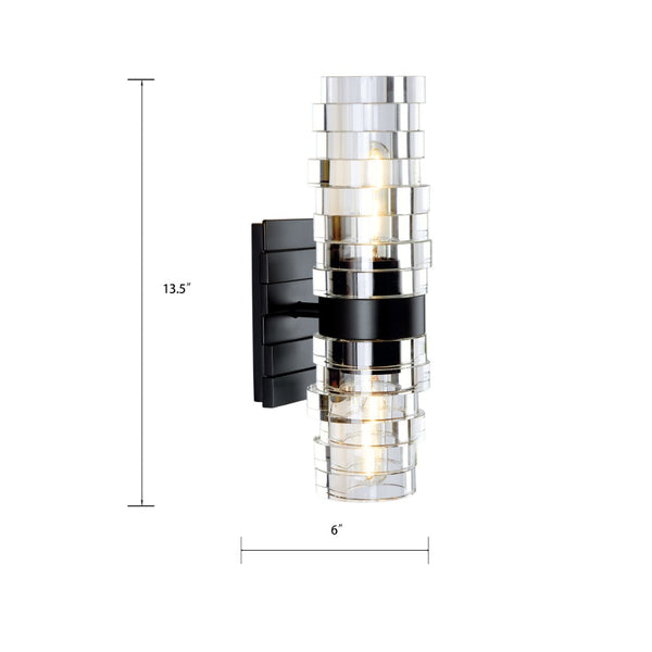 Atlas Murano 13.5'' High 2-Light Sconce - Modern Glass Design for Stylish Indoor Illumination & Ambiance Matte Black WL11118-BK