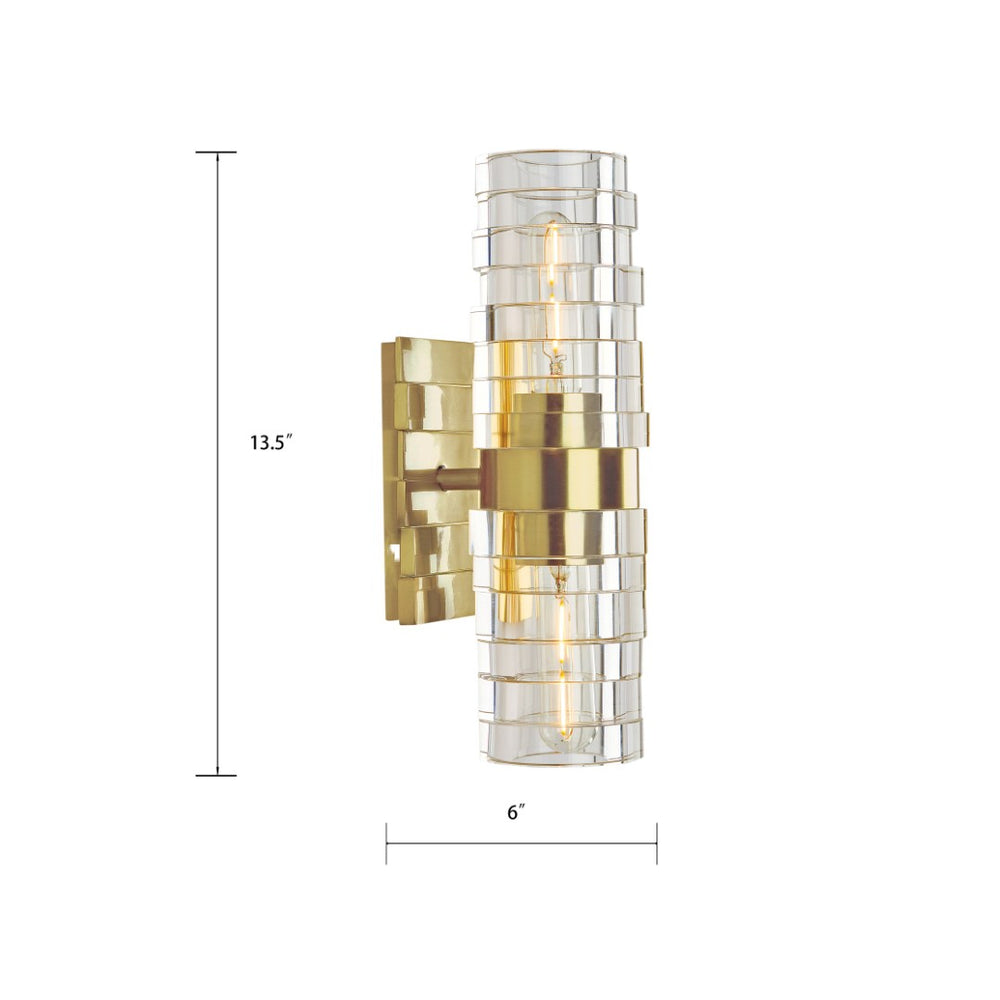 Atlas Murano 13.5'' High 2-Light Sconce - Modern Glass Design for Stylish Indoor Illumination & Ambiance Satin Brass WL11118-BS