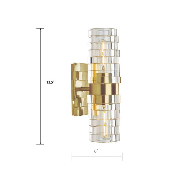 Atlas Murano 13.5'' High 2-Light Sconce - Modern Glass Design for Stylish Indoor Illumination & Ambiance Satin Brass WL11118-BS