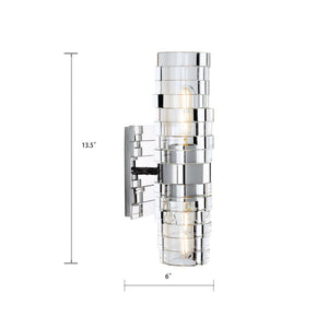 Atlas Murano 13.5'' High 2-Light Sconce - Modern Glass Design for Stylish Indoor Illumination & Ambiance Chrome WL11118-CH