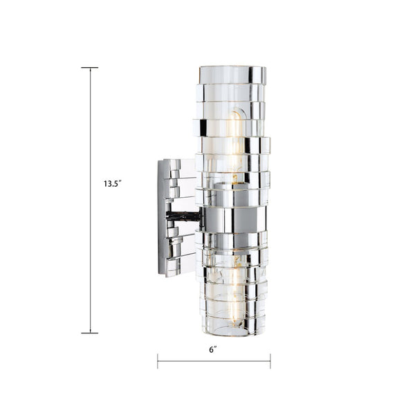 Atlas Murano 13.5'' High 2-Light Sconce - Modern Glass Design for Stylish Indoor Illumination & Ambiance Chrome WL11118-CH
