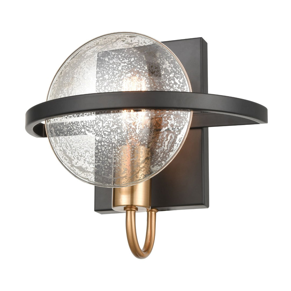 Atlas Oriah 9'' High 1-Light Wall Sconce - Modern Matte Black with Mercury Glass for Elegant Lighting WL11122-BK