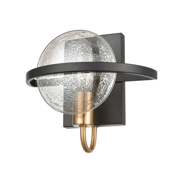 Atlas Oriah 9'' High 1-Light Wall Sconce - Modern Matte Black with Mercury Glass for Elegant Lighting WL11122-BK