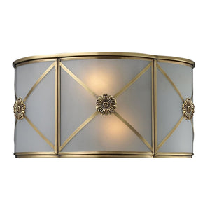 Atlas Preston 6.5'' High 2-Light Wall Sconce - Elegant Brushed Brass & Frosted Glass for Timeless Style WL11128-BS