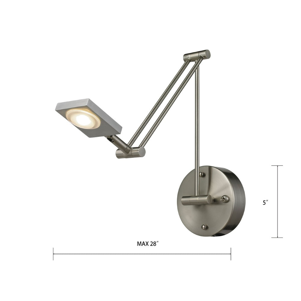 Atlas Reilly 5'' High 1-Light Brushed Nickel Sconce - Modern Adjustable LED Lighting for Any Space WL11132-NK