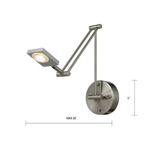 Atlas Reilly 5'' High 1-Light Brushed Nickel Sconce - Modern Adjustable LED Lighting for Any Space WL11132-NK