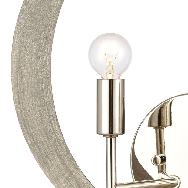 Atlas Retro Rings 12'' High 2-Light Sconce - Midcentury Modern Sandy Beechwood with Polished Nickel Accents WL11134-NK