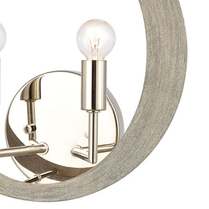 Atlas Retro Rings 12'' High 2-Light Sconce - Midcentury Modern Sandy Beechwood with Polished Nickel Accents WL11134-NK