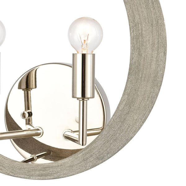 Atlas Retro Rings 12'' High 2-Light Sconce - Midcentury Modern Sandy Beechwood with Polished Nickel Accents WL11134-NK
