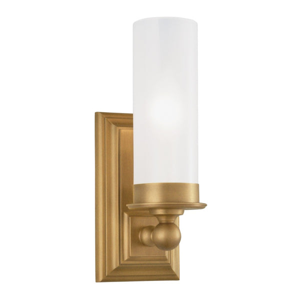Atlas Richmond 11.25" High 1-Light Sconce - Timeless Aged Brass & Cylindrical Glass Shade for Elegant Lighting WL11135-BS