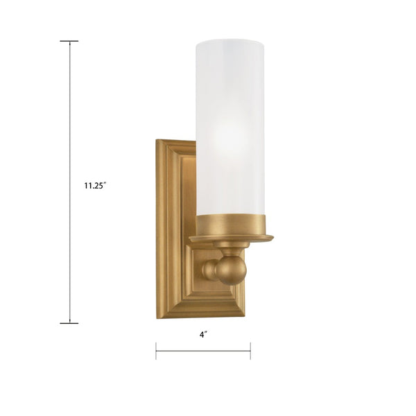 Atlas Richmond 11.25" High 1-Light Sconce - Timeless Aged Brass & Cylindrical Glass Shade for Elegant Lighting WL11135-BS