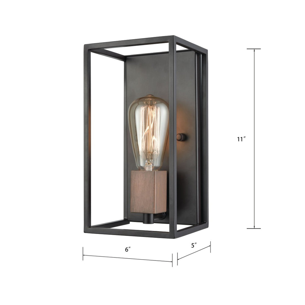 Atlas Rigby 11" High Minimalist 1-Light Sconce in Oil Rubbed Bronze with Brass Accents for Modern Spaces WL11136-BZ