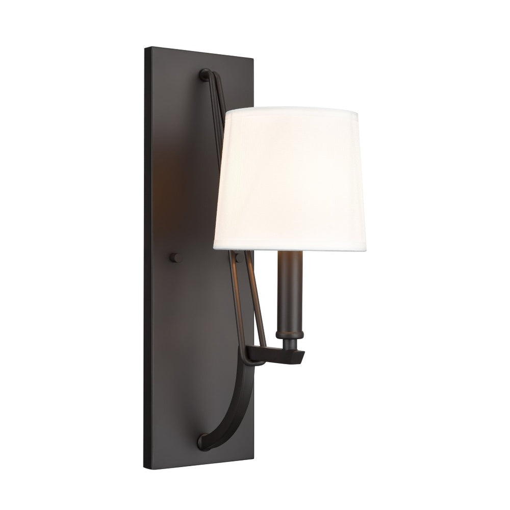 Atlas Robinson 16'' High 1-Light Sconce - Matte Black, Transitional Design with Off-White Fabric Shade WL11137-BK