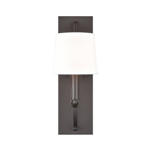 Atlas Robinson 16'' High 1-Light Sconce - Matte Black, Transitional Design with Off-White Fabric Shade WL11137-BK