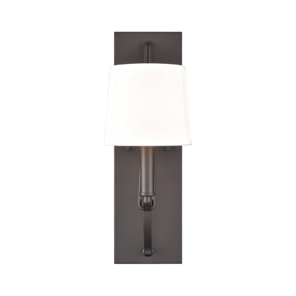 Atlas Robinson 16'' High 1-Light Sconce - Matte Black, Transitional Design with Off-White Fabric Shade WL11137-BK
