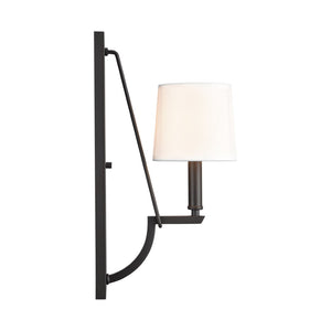 Atlas Robinson 16'' High 1-Light Sconce - Matte Black, Transitional Design with Off-White Fabric Shade WL11137-BK