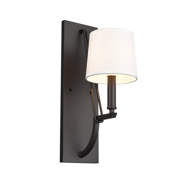 Atlas Robinson 16'' High 1-Light Sconce - Matte Black, Transitional Design with Off-White Fabric Shade WL11137-BK