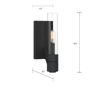 Atlas Rohe 12.5'' High 1-Light Sconce - Modern Minimalist Design with Textured Matte Finish for Any Space Black Sand WL11138-BK