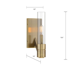 Atlas Rohe 12.5'' High 1-Light Sconce - Modern Minimalist Design with Textured Matte Finish for Any Space Aged Brass WL11138-BS