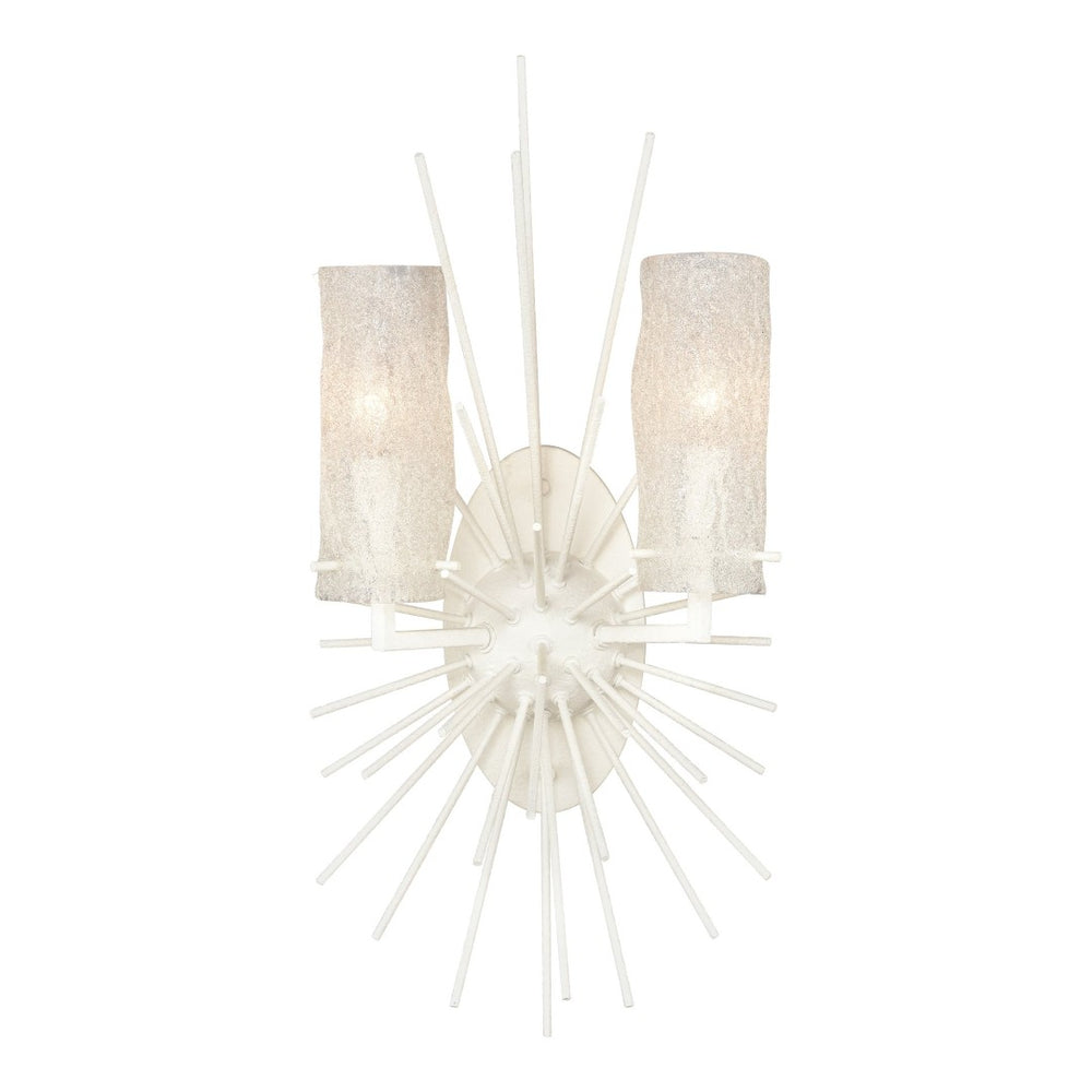 Atlas Sea Urchin 21'' High 2-Light Sconce - Coastal Starburst Design with White Coral Finish and Glass Shade WL11140-WH