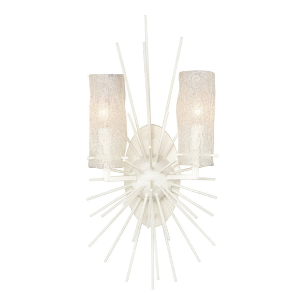 Atlas Sea Urchin 21'' High 2-Light Sconce - Coastal Starburst Design with White Coral Finish and Glass Shade WL11140-WH