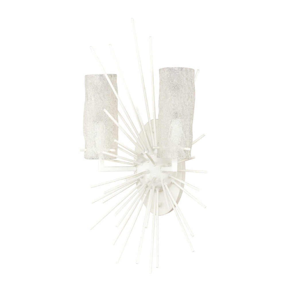 Atlas Sea Urchin 21'' High 2-Light Sconce - Coastal Starburst Design with White Coral Finish and Glass Shade WL11140-WH