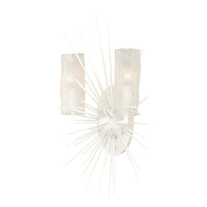 Atlas Sea Urchin 21'' High 2-Light Sconce - Coastal Starburst Design with White Coral Finish and Glass Shade WL11140-WH