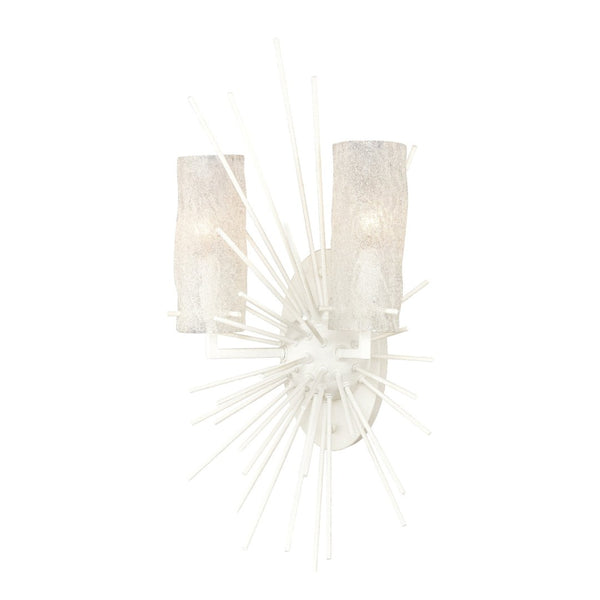 Atlas Sea Urchin 21'' High 2-Light Sconce - Coastal Starburst Design with White Coral Finish and Glass Shade WL11140-WH