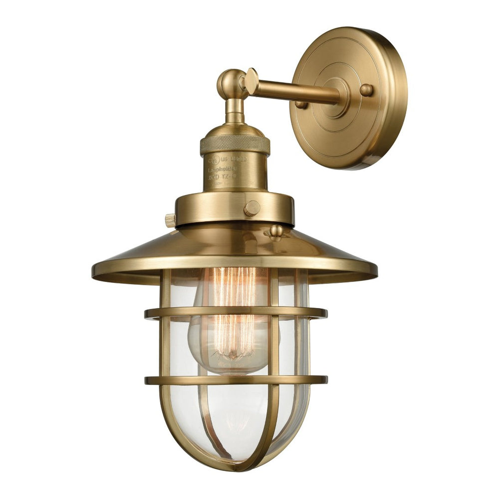 Atlas Seaport 13'' High 1-Light Sconce - Nautical-Inspired Industrial Design for Elegant Indoor Lighting Satin Brass WL11141-BS
