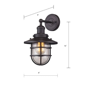 Atlas Seaport 13'' High 1-Light Sconce - Nautical-Inspired Industrial Design for Elegant Indoor Lighting Oil Rubbed Bronze WL11141-BZ