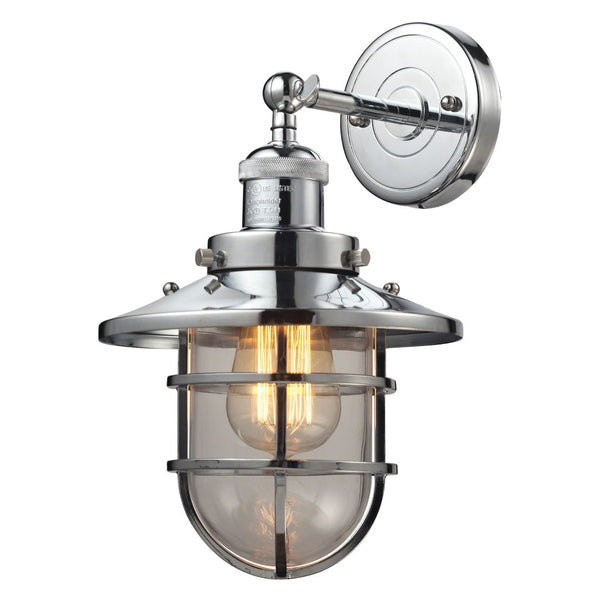 Atlas Seaport 13'' High 1-Light Sconce - Nautical-Inspired Industrial Design for Elegant Indoor Lighting Polished Chrome WL11141-CH