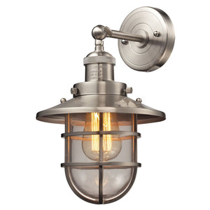 Atlas Seaport 13'' High 1-Light Sconce - Nautical-Inspired Industrial Design for Elegant Indoor Lighting Satin Nickel WL11141-NK
