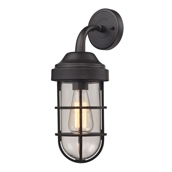 Atlas Seaport 16" High Nautical-Industrial 1-Light Sconce in Oil Rubbed Bronze for Coastal Charm WL11142-BZ