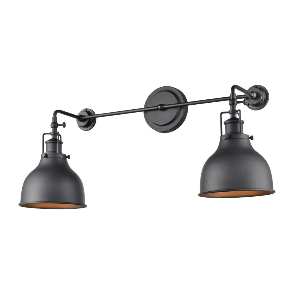 Atlas Skillet 12'' High 2-Light Wall Sconce - Vintage Farmhouse Design for Elegant Indoor Illumination Matte Black WL11143-BK