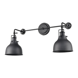 Atlas Skillet 12'' High 2-Light Wall Sconce - Vintage Farmhouse Design for Elegant Indoor Illumination Matte Black WL11143-BK