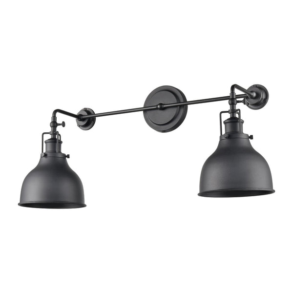 Atlas Skillet 12'' High 2-Light Wall Sconce - Vintage Farmhouse Design for Elegant Indoor Illumination Matte Black WL11143-BK