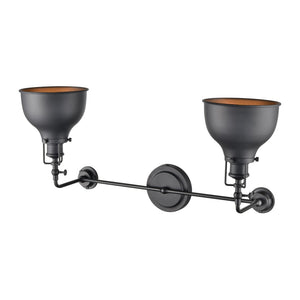 Atlas Skillet 12'' High 2-Light Wall Sconce - Vintage Farmhouse Design for Elegant Indoor Illumination Matte Black WL11143-BK