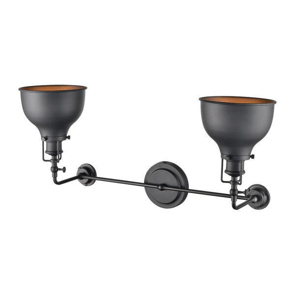 Atlas Skillet 12'' High 2-Light Wall Sconce - Vintage Farmhouse Design for Elegant Indoor Illumination Matte Black WL11143-BK