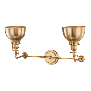 Atlas Skillet 12'' High 2-Light Wall Sconce - Vintage Farmhouse Design for Elegant Indoor Illumination Burnished Brass WL11143-BS